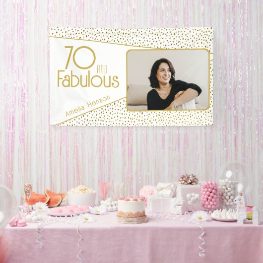 70 en Fabulous Gold Glitter Photo 70th Birthday Spandoek (Feest)