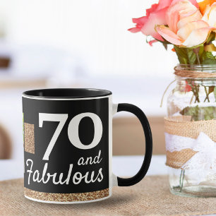 70 en Fabulous Gouden Glitter 2 Foto 70ste Verjaar Mok