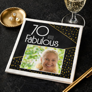 70 en Fabulous Gouden Glitter Foto 70ste Verjaarda Servet