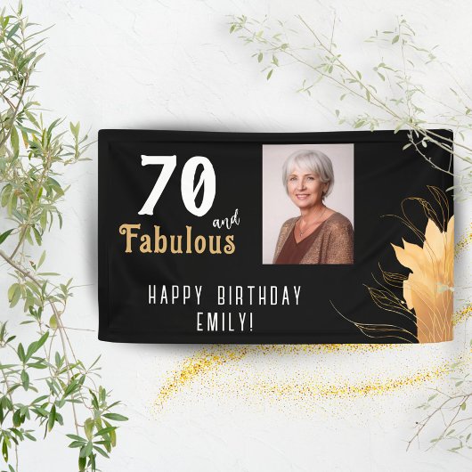 70 en Fabulous Gouden Loof 70e Verjaardag Foto Spandoek