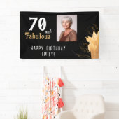 70 en Fabulous Gouden Loof 70e Verjaardag Foto Spandoek (Insitu)