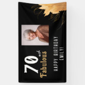 70 en Fabulous Gouden Loof 70e Verjaardag Foto Spandoek (Verticaal)