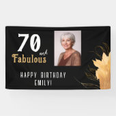 70 en Fabulous Gouden Loof 70ste Verjaardag Foto Spandoek (Horizontaal)