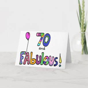 70 en Fabulous, Happy 70th Birthday, ballon Kaart