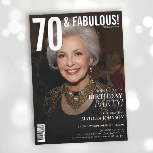 70 en Fabulous Magazine Hoesje 70ste verjaardag Kaart