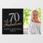 70 en Fabulous Modern Black 70th Birthday Foto Raamsticker (Vel)