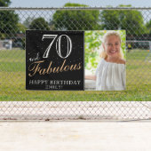 70 en Fabulous Modern Black 70th Birthday Foto Spandoek