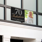 70 en Fabulous Modern Black 70th Birthday Foto Spandoek
