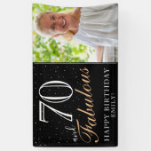 70 en Fabulous Modern Black 70th Birthday Foto Spandoek