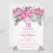 70 en fabulous roze 70e verjaardag uitnodiging (Voorkant)