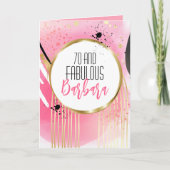 70 en Fabulous Roze Goud Zwart Moderne Verjaardag Kaart (Voorkant)