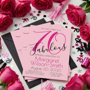 70 en Fabulous Roze Zwart 70ste Verjaardag Kaart