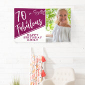70 en Fabulous Script Foto Magenta 70ste Verjaarda Spandoek (Insitu)
