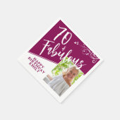 70 en Fabulous Script Photo Magenta 70th Birthday Servet (Hoek)