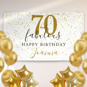 70 en Fabulous Verjaardag Elegant Goud en Zwart Spandoek