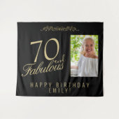70 en Fabulous Verjaardagsfoto Zwarte Achtergrond Wandkleed