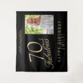 70 en Fabulous Verjaardagsfoto Zwarte Achtergrond Wandkleed