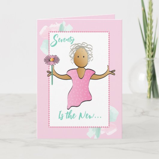 70 en Fabulous Vrouw Cartoon Roze Verjaardag Kaart (Voorkant)