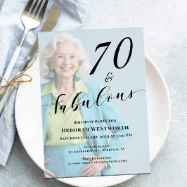 70 en Fabulous Zestigste Verjaardag Foto Script Ui Kaart