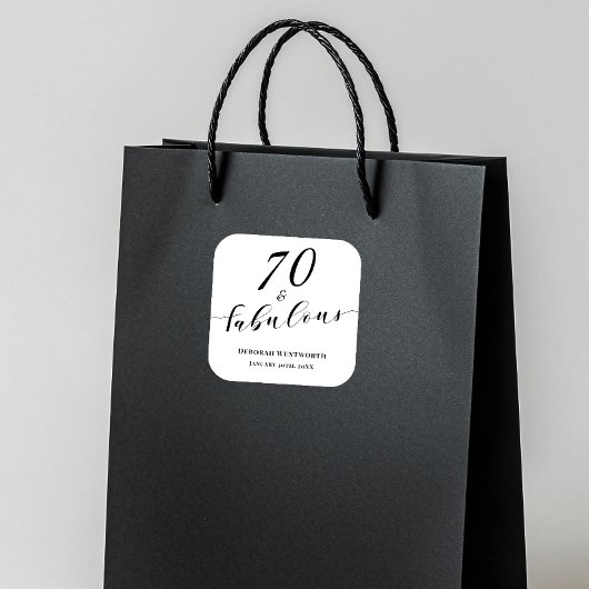 70 en Fabulous Zeventig Verjaardag Elegant Script Vierkante Sticker