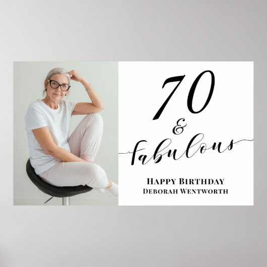 70 en Fabulous Zeventig Verjaardag Foto Script Poster (Voorkant)