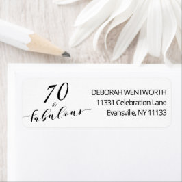 70 en Fabulous Zeventig Verjaardag Retouradres Etiket
