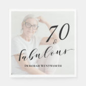 70 en Fabulous Zeventig Verjaardag Script Foto Servet (Voorkant)