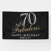 70 en Fabulous Zwart Elegant 70e Verjaardag Banner (Horizontaal)