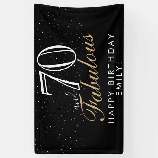 70 en Fabulous Zwart Elegant 70e Verjaardag Banner (Verticaal)
