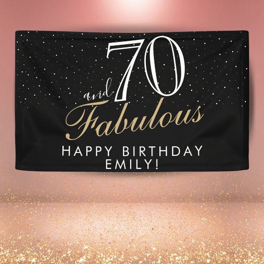 70 en Fabulous Zwart Elegant 70e Verjaardag Banner