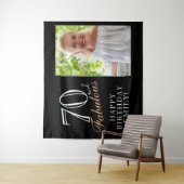 70 en Fabulous Zwarte 70e Verjaardag Foto Achtergr Wandkleed (In situ)