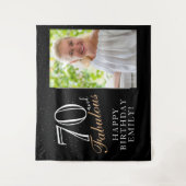 70 en Fabulous Zwarte 70e Verjaardag Foto Achtergr Wandkleed (Voorkant)