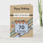 70 en geweldige groen blauw 70e rustieke Verjaarda Kaart (Voorkant)