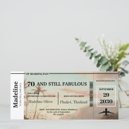 70 en nog steeds Fabulous tropical boarding pass (Staand voorkant)