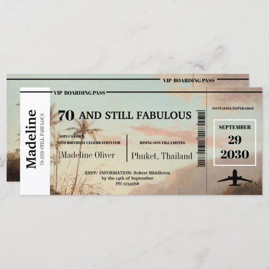 70 en nog steeds Fabulous tropical boarding pass (Voorkant / Achterkant)