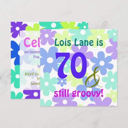 70 en nog steeds groovy! Verjaardag van de baby Bo Kaart (Voorkant / Achterkant)