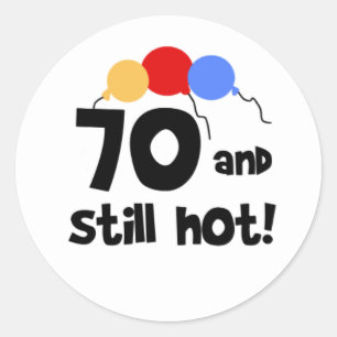 70 en nog warm ronde sticker