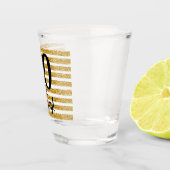 70 en Sassy Gold Faux Glitter Stripe Custom Shot Glas (Rechts)