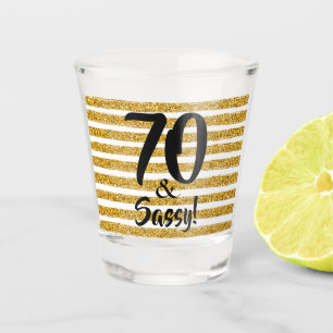 70 en Sassy Gold Faux Glitter Stripe Custom Shot Glas