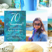 70 en Sensational Ocean Blue Photo Birthday Kaart