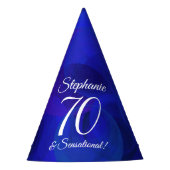 70 en Sensational Royal Blue Birthday Feesthoedjes (Voorkant)