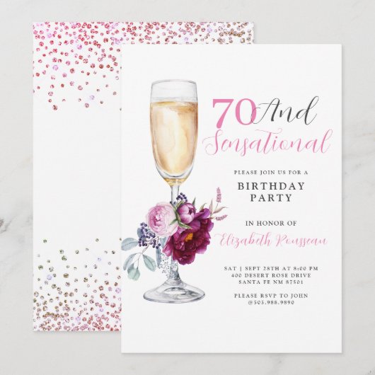 70 en sensationeel verjaardagsfeest kaart (Voorkant / Achterkant)