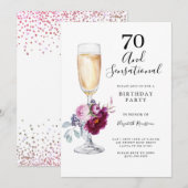 70 en sensationeel verjaardagsfeest kaart (Voorkant / Achterkant)