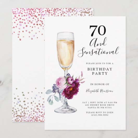 70 en sensationeel verjaardagsfeest kaart (Voorkant / Achterkant)