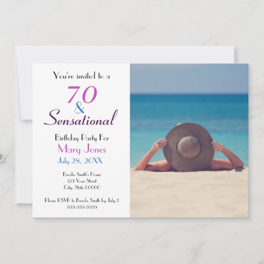 70 en sensationele 70ste verjaardag Party uitnodig Kaart (Voorkant)