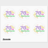 70 en spectaculair ronde sticker (Vel)