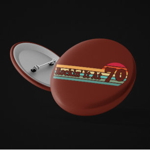 70 en Trots Retro Sunset Badge of Life Ronde Button 5,7 Cm