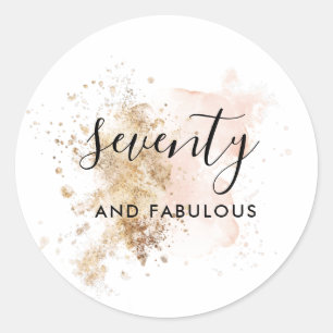 70 en verbluffend, vrouw 70e verjaardag ronde sticker