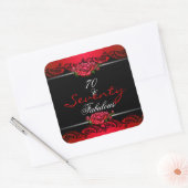 70 Fabulous 70th Verjaardagsfeestje Rode Rozen Vierkante Sticker (Envelop)