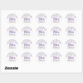 70 & Fabulous Birthday Paars Silver Confetti Ronde Sticker (Vel)